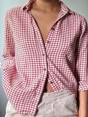 Red white gingham shirt